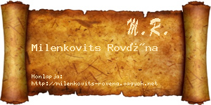 Milenkovits Rovéna névjegykártya